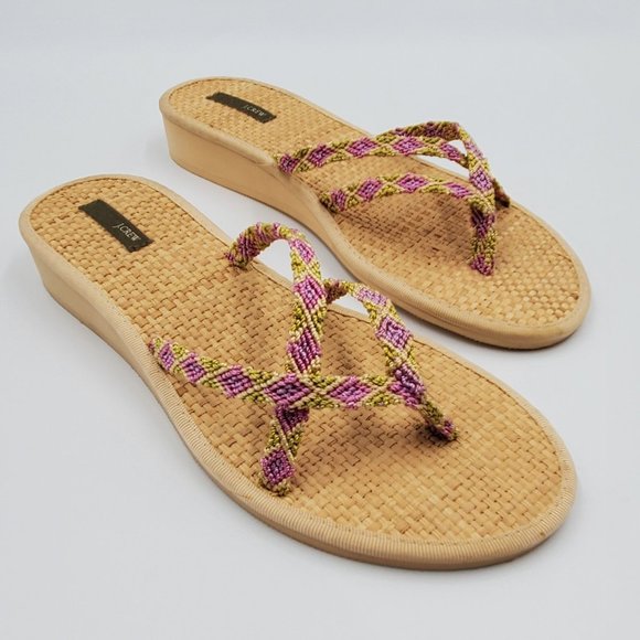 J. Crew Bamboo Mini Wedge Flip Flops - Picture 1 of 13